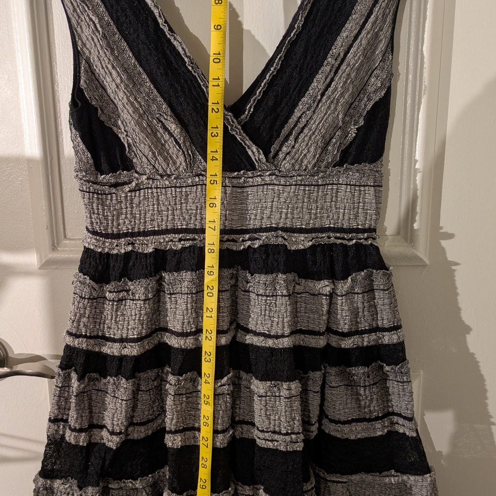 Elegant Black and Gray Striped Dress